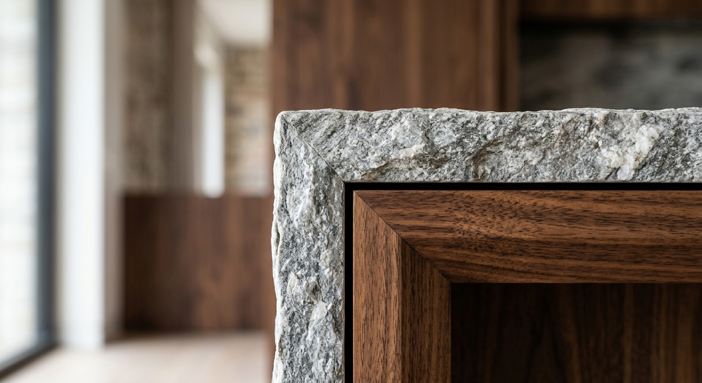 Timber and stone samples for a custom kitchen palette
