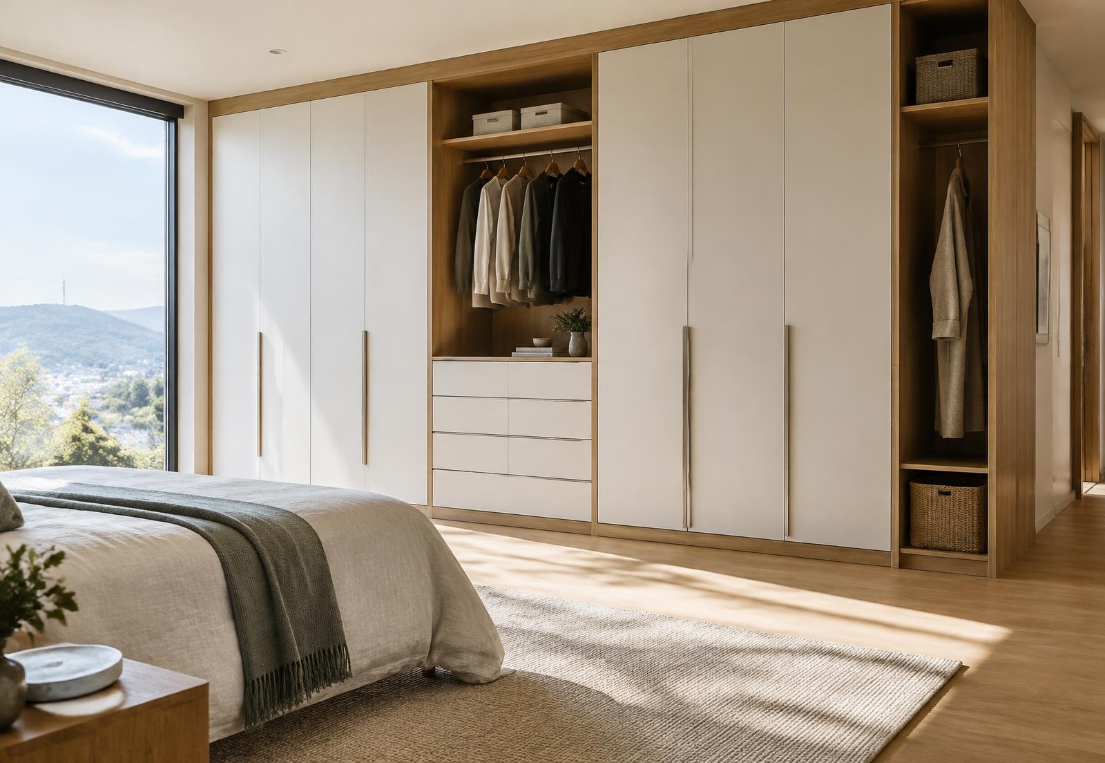 Made-to-measure built-in wardrobes in a light Canberra bedroom
